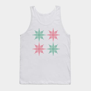 Pixel Snowflake Pattern Style 1 in Red and Green Tank Top